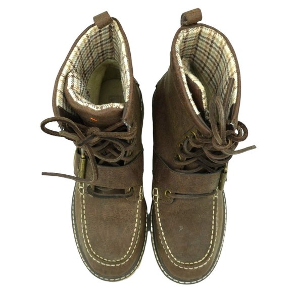 Marc Ecko Blackwelder Boots Brown Leather Men's Size 7 Ankle Boots Buckle Strap - Picture 5 of 9